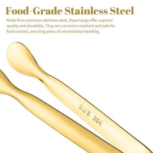 GOLD Mini Tongs for Serving - Small Tongs for Appetizers, Perfect for Mini Tongs Utensils - Gold Serving Utensils