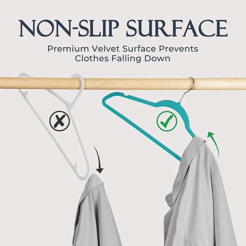 HOUSE DAY Mint Green Velvet Hangers - 60 Pack Non-Slip Heavy Duty Clothes Hangers | Premium Slim Design for Closet Organization