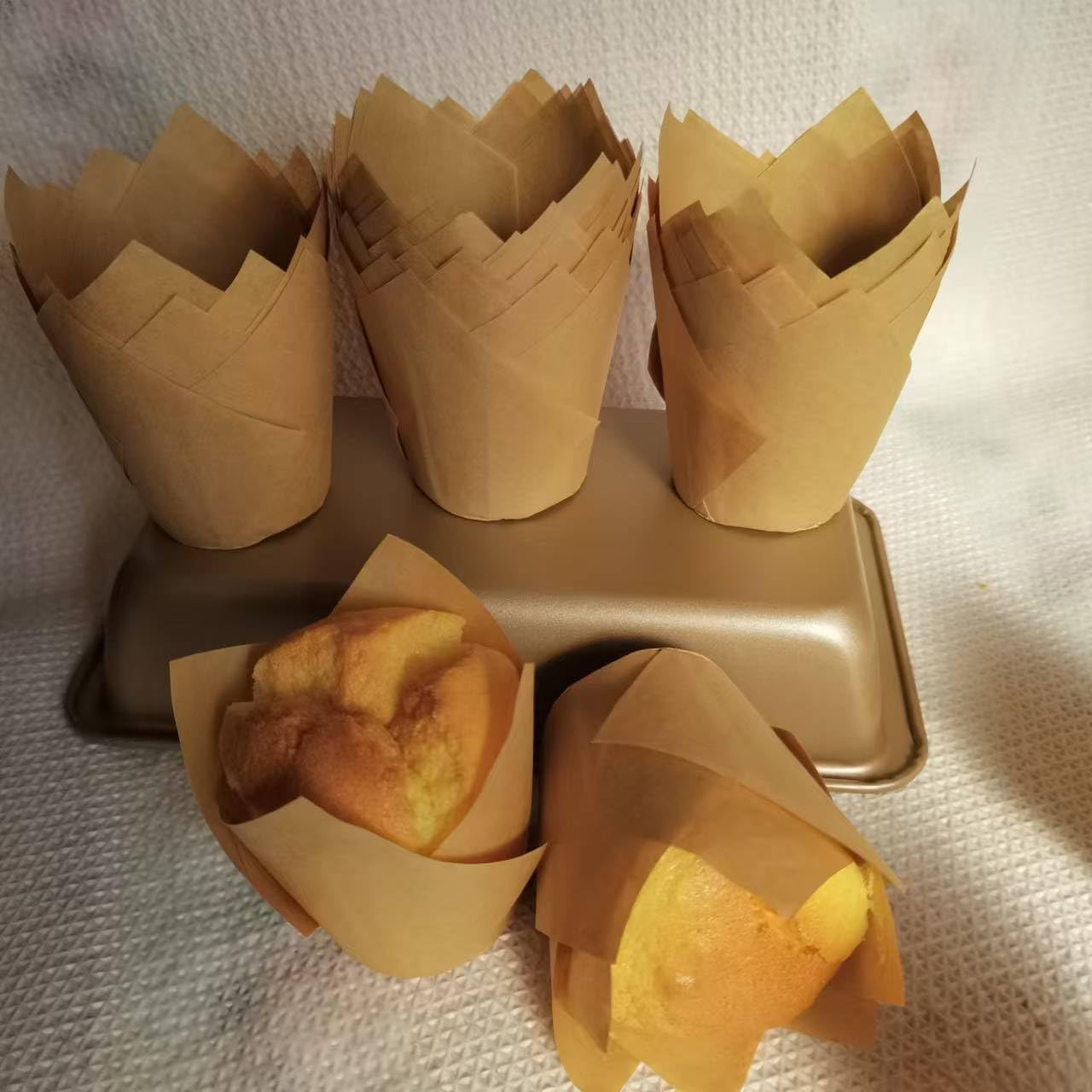 Regine Switzerland Natural Tulip Cupcake Liners - 200 Pcs Unbleached Greaseproof Muffin Liners for Baking | Perfect for Parties & Holidays