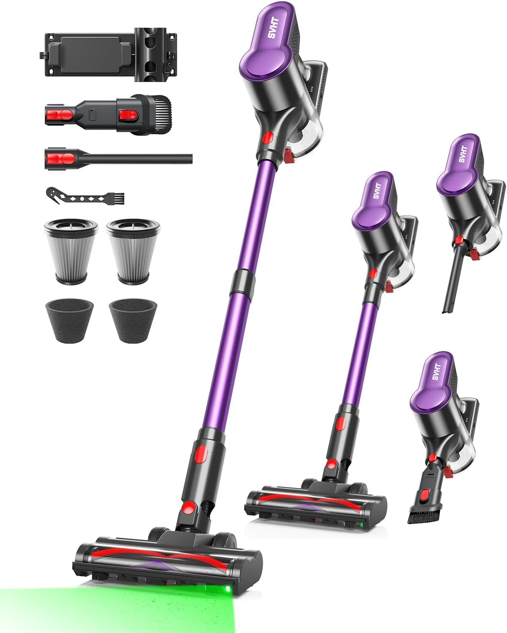 Skiennix Cordless Vacuum Cleaner - 500W Power, 50-Minute Runtime, LED Light & Anti-Tangle Brush | 1.6L Dust Cup, Lightweight for Pet Hair & Hard Floors