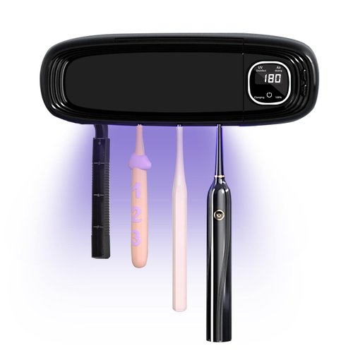 Wall Mounted Toothbrush Holders for Bathrooms, 4 Slots UV Toothbrush Sanitizer and Holder with Air Drying 3000mAh Rechargeable Cordless UV Toothbrush Cleaner with Timer Function & No Drilling (Black)