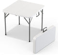 Modern Space 34" Square Foldable Table - Heavy Duty Portable Design with Built-In Handle | Ideal for Events, Dining, and Camping