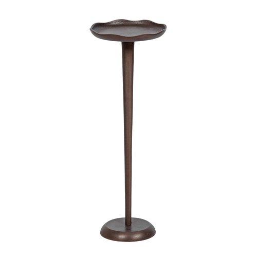 Kate and Laurel Alessia Modern Decorative Metal Drink Table, 8 x 8 x 22, Bronze, Round Cast Aluminum Pedestal Plant Stand with Rough Texture and Deckled Edge