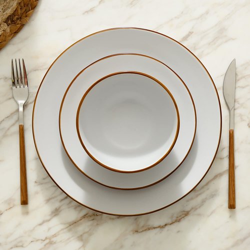 Stone Lain Brasa Modern Stoneware 16 Piece Dinnerware Sets, Plates and bowls Sets, Dish Set for 4, White