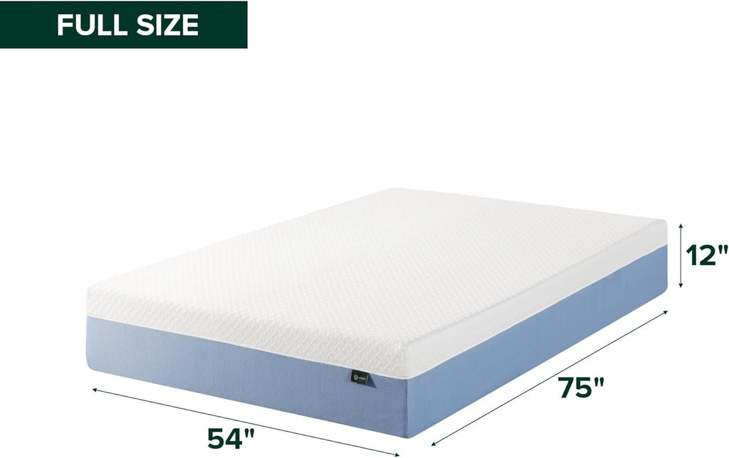 Zinus 12 Inch Full Memory Foam Mattress - Cooling Comfort, Fiberglass Free, Medium Feel, Safe Materials