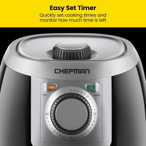 CHEFMAN 2 Qt Compact Air Fryer - Healthy Cooking with Adjustable Temperature & 60-Minute Timer | Nonstick & Dishwasher Safe, Black