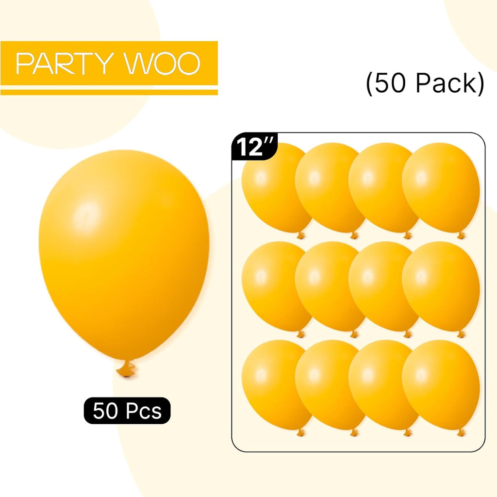 PartyWoo Mustard Yellow Balloons - 50pcs 12 Inch for Birthday, Graduation & Baby Showers
