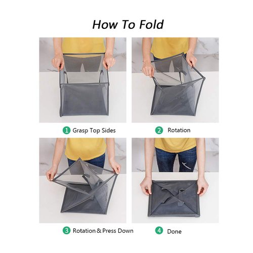 HONOMA Laundry Bags Hamper Bag with Handles,Portable &Collapsible Dirty Clothes Mesh Basket Foldable for Washing Storage, Kids Room,Dorm or Travel (Black, Single-Layer)