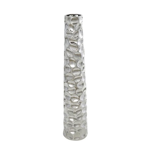Deco 79 Ceramic Decorative Vase Geometric Bubble Centerpiece Vase with Concaved Circles, Flower Vase for Home Decoration 8" x 8" x 39", Silver