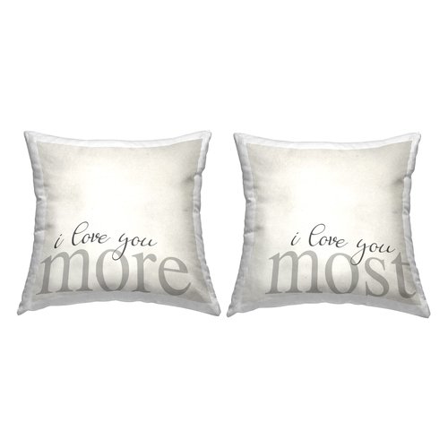 Stupell Industries Love You More Most Romantic Typography Design by Daphne Polselli Throw Pillow (Set of 2)