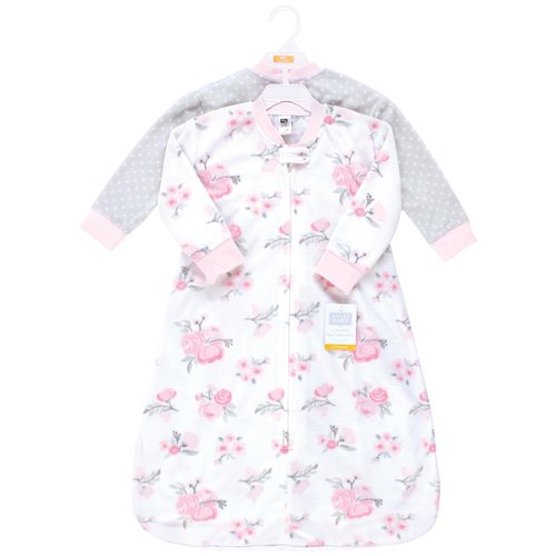 Hudson Baby Infant Girl Long-Sleeve Fleece Sleeping Bag, Basic Pink Floral, 12-18 Months