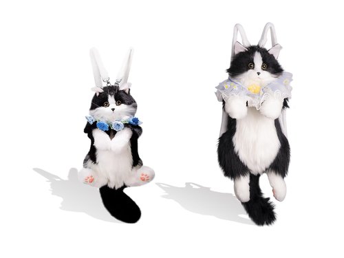 Chongker Cat Shaped Purse with Adjustable Strap, Realistic Plush Backpack Cat Shaped Crossbody Bag for Kids and Girls