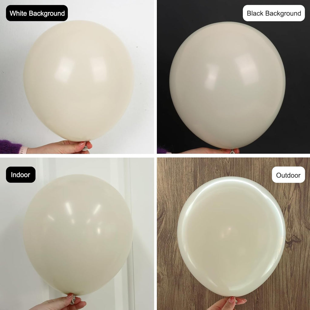 RUBFAC Sand White Cream Balloons - 129pcs Latex Balloon Garland Arch for Parties & Celebrations | 5-18 Inches