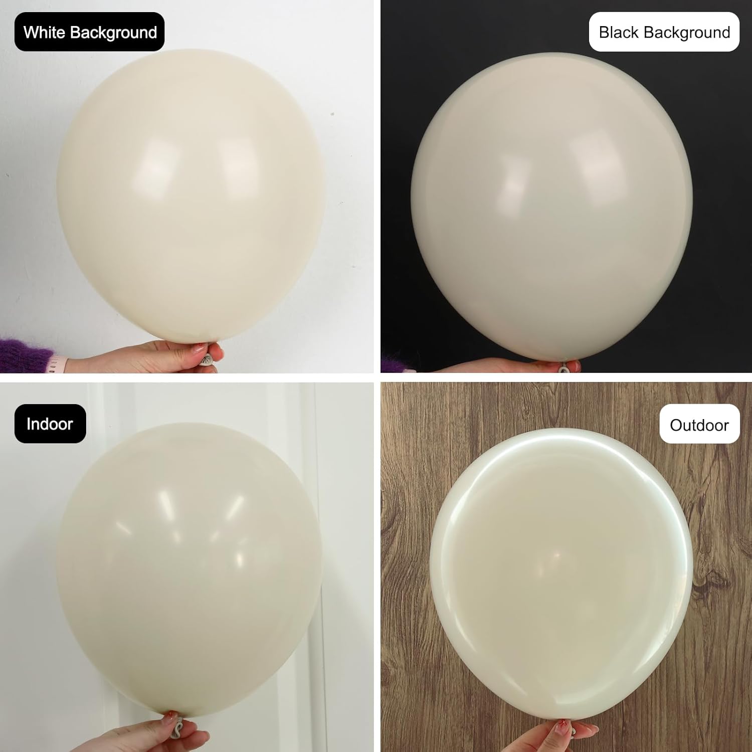 RUBFAC Sand White Cream Balloons - 129pcs Latex Balloon Garland Arch for Parties & Celebrations | 5-18 Inches