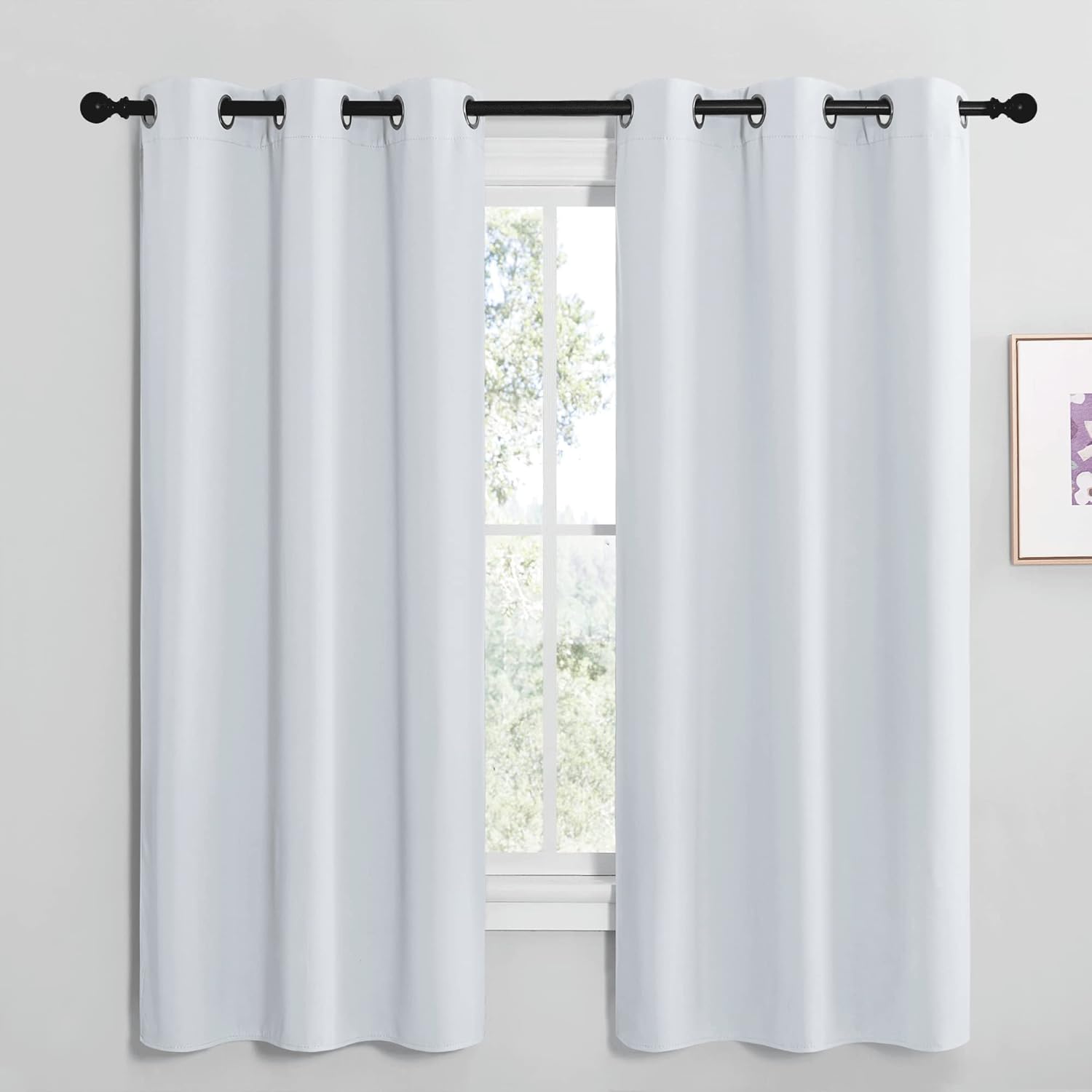 NICETOWN Room Darkening Curtains - Thermal Insulated Grommet Drapes for Bedroom | Greyish White, 2 Panels, 42x68