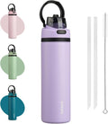 BJPKPK 25oz Insulated Water Bottle - BPA-Free Stainless Steel with Straw Lid & Carry Handle | Lavender