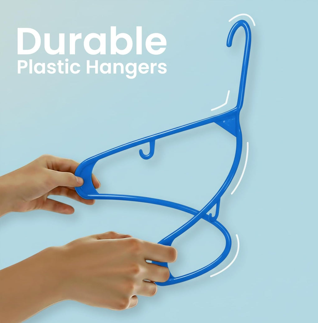 Utopia Home Plastic Hangers 50 Pack - Durable Space-Saving Closet Organizers - Ideal for Shirts, Pants & Coats (Blue)