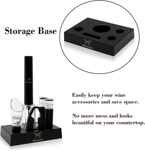 Air Pressure Wine Bottle Opener with Foil Cutter, Wine Aerator Pourer, 2 Vacuum Wine Stoppers, Storage Base (6 PCS), Corkscrew Wine Opener, The Best Wine gifts for Wine Lovers