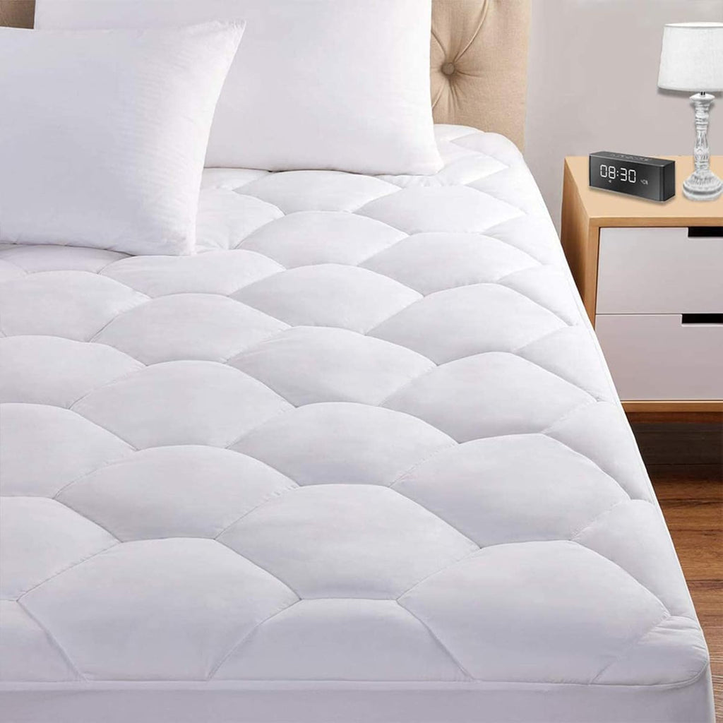 Queen Mattress Pad by [Brand Name] - Ultra Soft Quilted Fitted Topper for 8-21" Deep Pockets - White