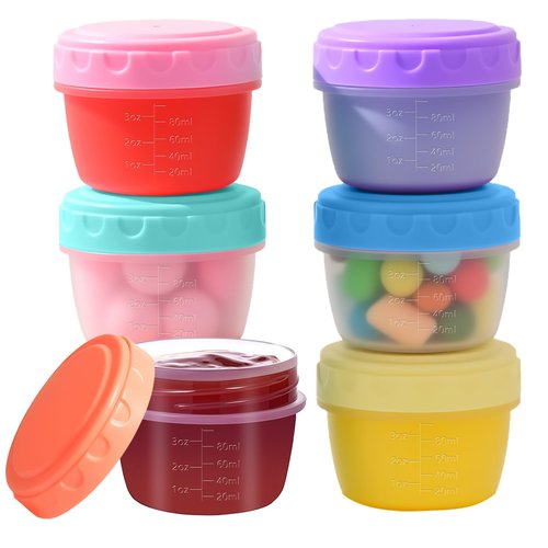 6 Pack 4oz Salad Dressing Container to Go,Small Plastic Containers with Lids, Sauce Cups, and Condiment Cups with Lids,Reusable and Leakproof Small Sauce Containers for Lunch Box