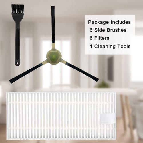 12 Pack Filter Replacement Compatible with OKP Life K2 K3 K3A K4 K5 and Lefant M210 M210S M210B M213 Robot Vacuum,okp life k2 replacement parts 6 Side Brushes,6 Filters