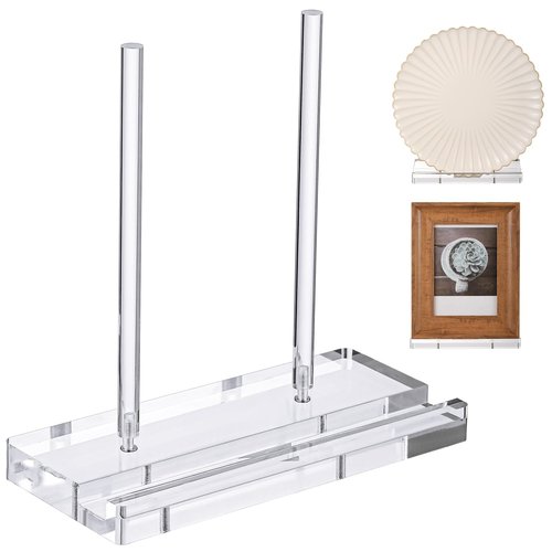 CroBlissful Tabletop Acrylic Display Stand Clear Easel Acrylic Book Display Holder Artwork Storage Rack for Picture Plate Frame Albums Record Magazine Tablet Canvas Board(Clear,7.8 x 3.5 x 7.8 Inch)