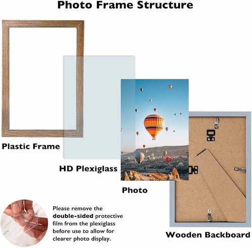 JCJMY Rustic Brown 9x12 Picture Frame - Versatile Wall Hanging for Horizontal or Vertical Display
