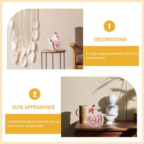 Alipis Chicken Cookie Jar, Ceramic Floral Rooster Cookie Jar Storage with Airtight Lid, Thanksgiving Cracker for Kitchen Easter Autumn Candy Chips Snacks
