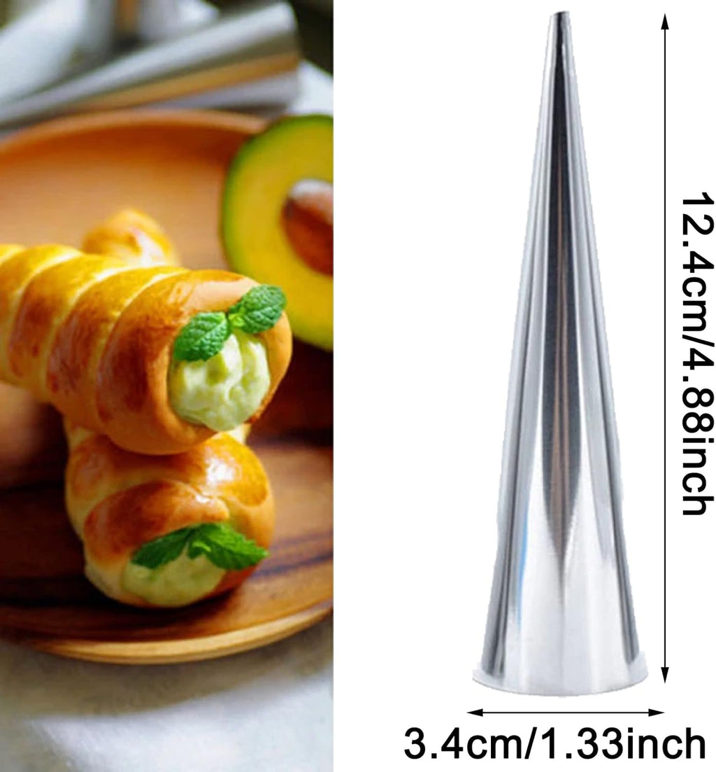 Skiennix 30 PCS Non-Stick Stainless Steel Cream Horn Molds - Large 5" for DIY Pastries & Desserts
