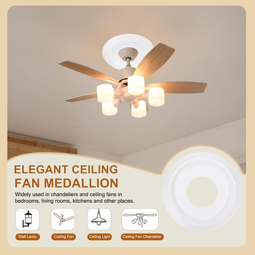 PATIKIL Ceiling Medallion, 2 Pcs 10" OD x 4" ID PU Decorative Ceiling Light Medallion Chandelier Medallion Split Ceiling Light Cover Plate for Ceiling Light Fixtures Fans, White