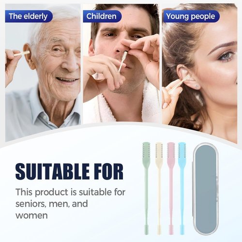 Nasal Hair Cutter, 2025 Double-Sided Nose Hairs Removal, Manual 360° Rotating Nostril Hair Removal Tool, Manual Nose Hairs Cutter, Nasal Hair Trimmer with Ear Picker for Women Men (Beige, 3PCS)