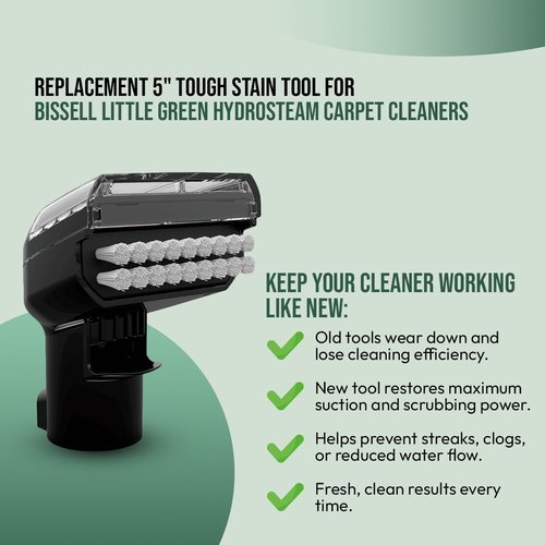 Replacement 5" Tough Stain Tool for Bissell Little Green HydroSteam Carpet Cleaners - Fits Models # 3618, 3605, 3532, 3700