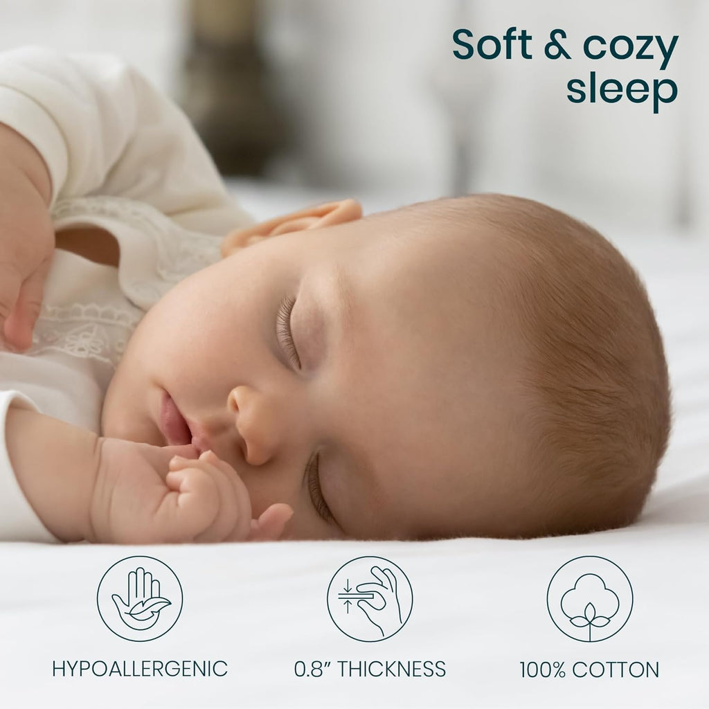 Tutti Bambini 100% Waterproof Bassinet Mattress Protector - Premium 100% Cotton Bassinet Mattress Pad Cover, Soft & Breathable, Machine Washable, Compatible with CoZee® Bassinets (31.8 x 20 in)