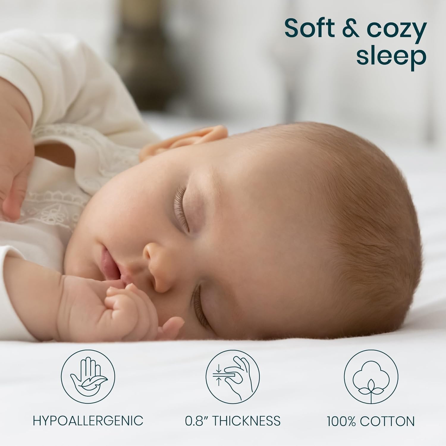 Tutti Bambini 100% Waterproof Bassinet Mattress Protector - Premium 100% Cotton Bassinet Mattress Pad Cover, Soft & Breathable, Machine Washable, Compatible with CoZee® Bassinets (31.8 x 20 in)
