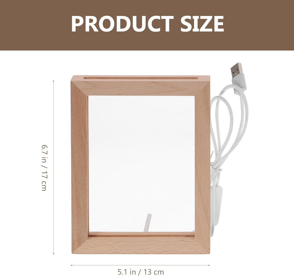 Uonlytech LED Glowing Photo Frame - Stylish Wooden Night Light for Pictures | USB Powered Display