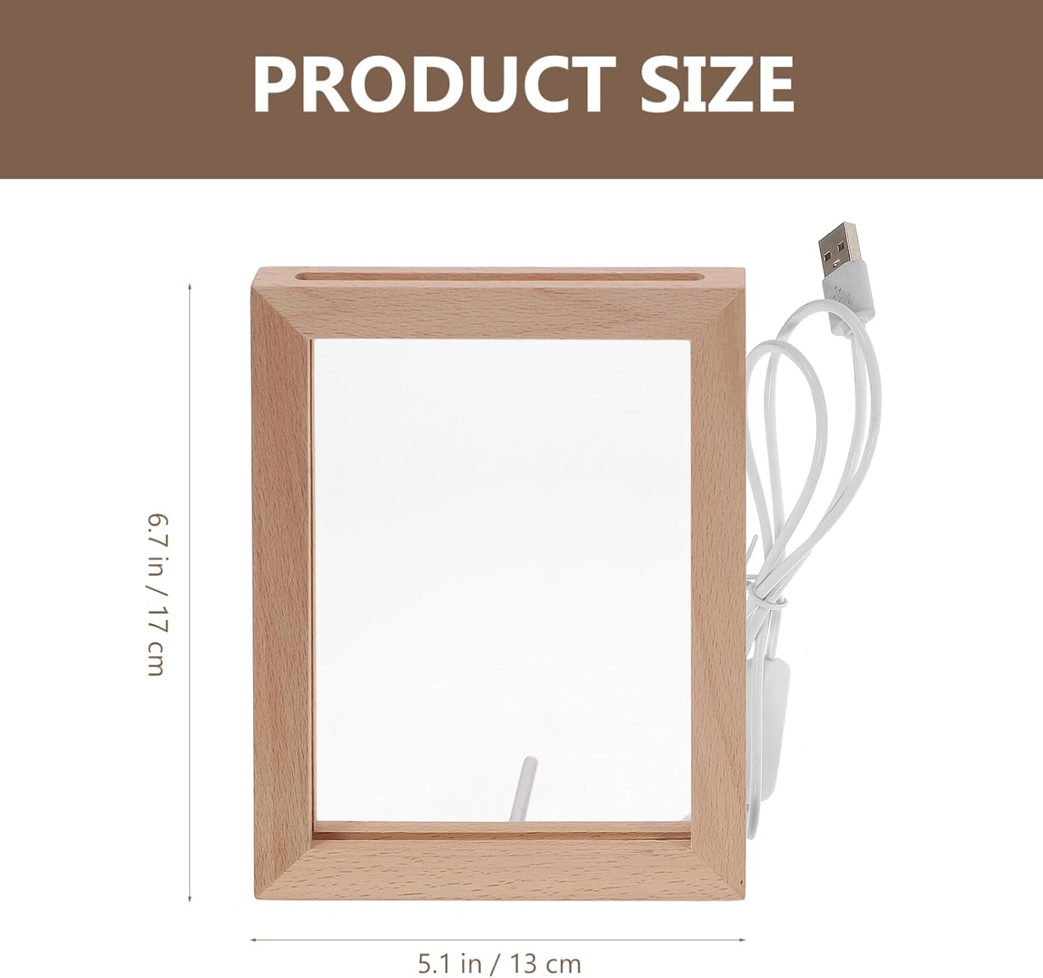 Uonlytech LED Glowing Photo Frame - Stylish Wooden Night Light for Pictures | USB Powered Display