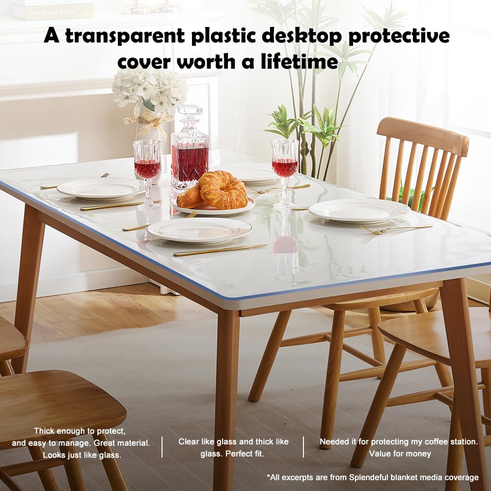 12x16 Inch PVC Clear Table Protector 1.5mm Thick Transparent Plastic Small Desk Protector for Night Stand Office & Computer Desk Clear Tablecloth Protector for Side Table End Table Dresser Rectangular