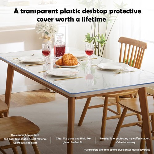 40x70 inch Thick Clear PVC Dining Table Protector Plastic Tablecloth Desk Cover Pad Mat Wooden Furniture Coffee Glass Bistro Bar Table Cloth Top Topper Protection Waterproof Rectangular Vinyl Plastic