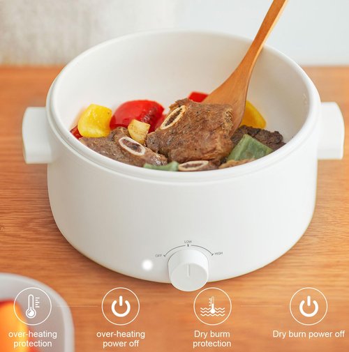 Olayks Hot Pot Electric, 3L Portable Electric Pot with Ceramic Non-stick Coating, Dual Power Multi-functional Romen Cooker for Steak, Pasta, Hot Pot, Ramen, Quick Heating and Overheat Protection