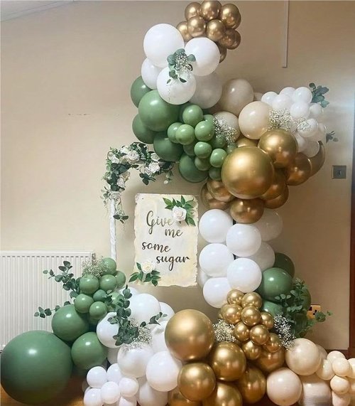 MEBAY Balloon Garland Kit - Sage Green & White Gold | 146 Pcs Latex Balloons in Various Sizes for Parties