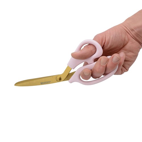Westcott All-Purpose Kitchen Shears, Pink with Gold Blades - Durable Kitchen Shears with Precision-Ground Blades for Easy Cutting and Meal Prep - 9-Inch