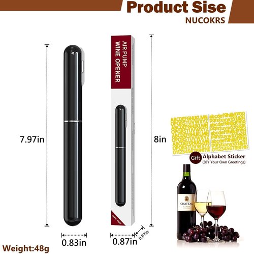 Manual Wine Opener with Foil Cutter Pack of 3- NUCOKRS Air Pumps 3 to 7 Open Corkscrew, Effortless & No Damage to Cork, Accessories Gift for Lovers