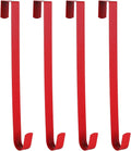 Wreath Hanger - Sturdy Steel Over The Door Hook for Front Door | Red, 4