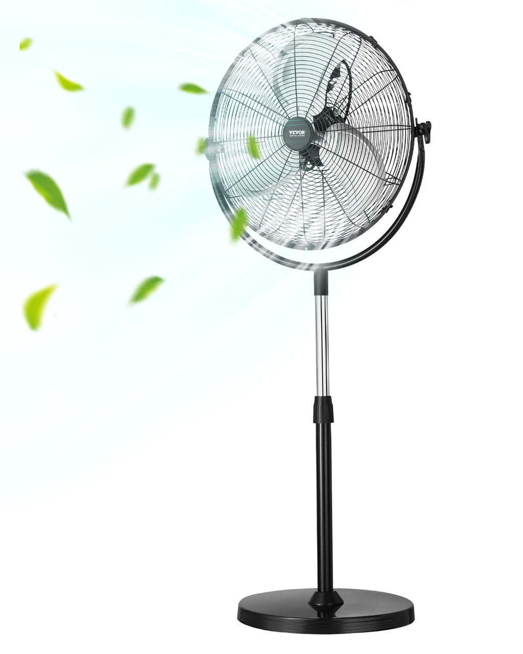 VEVOR Industrial Pedestal Fan, 16 Inch 75-Degree Oscillating Fan, Height Adjustable Standing Fans with 3 Adjustable Speeds, High Power Floor Fans for Office, Copper