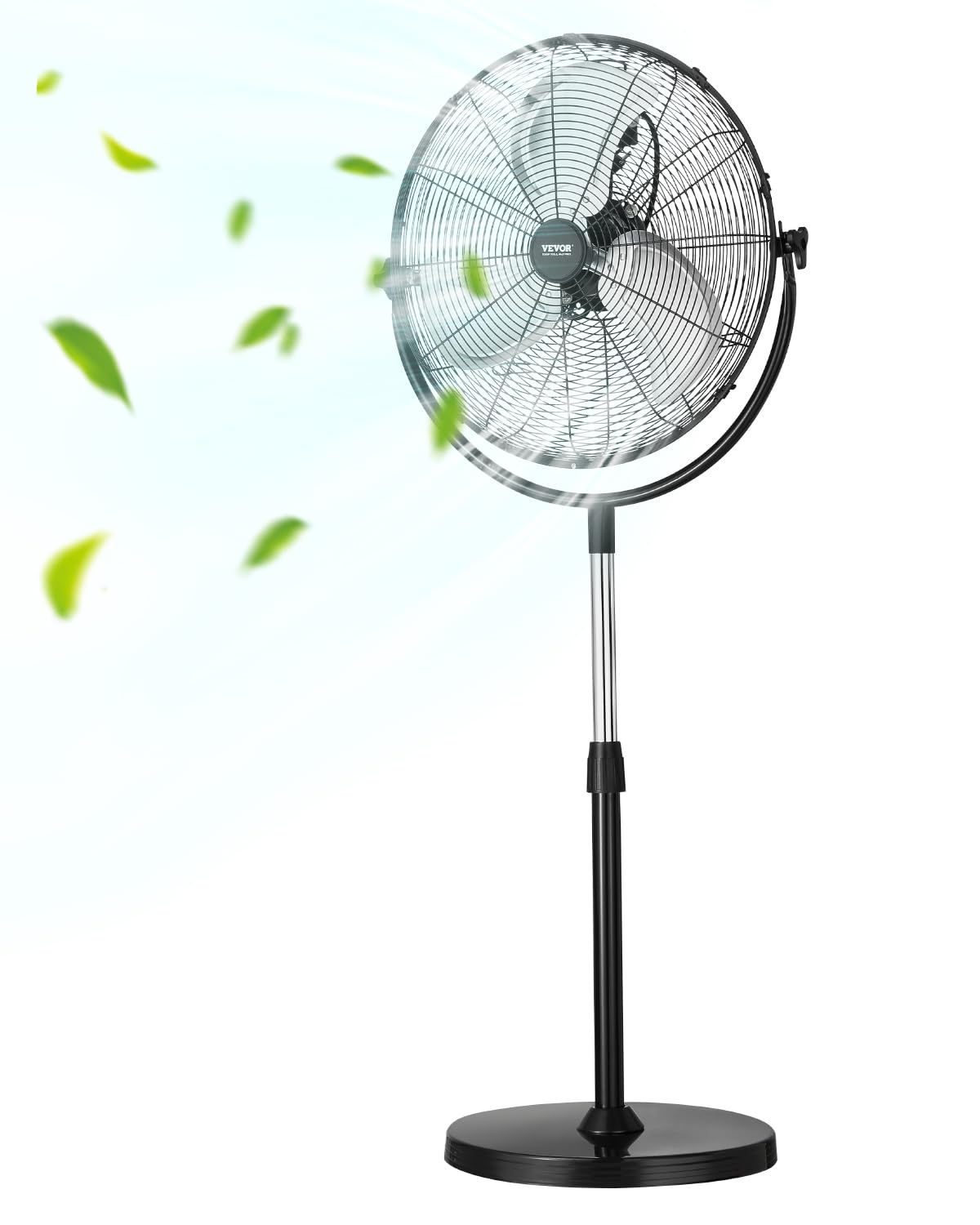 VEVOR Industrial Pedestal Fan, 16 Inch 75-Degree Oscillating Fan, Height Adjustable Standing Fans with 3 Adjustable Speeds, High Power Floor Fans for Office, Copper