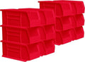 Akro-Mils Plastic Storage Bins - Space-Saving Stackable Organizers for Garage & Pantry | 11" x 5" x 5", Red, 12-Pack