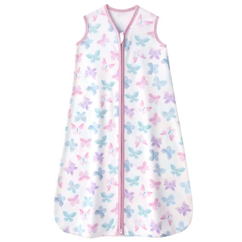 FIEMOL Baby Sleep Sack 6-12 months, 100% Cotton Sleep Sack for Newborn, Wearable Blanket Baby, 0.5 Tog Lightweight Double Zipper Sleeping Bag Butterfly 1 Pack