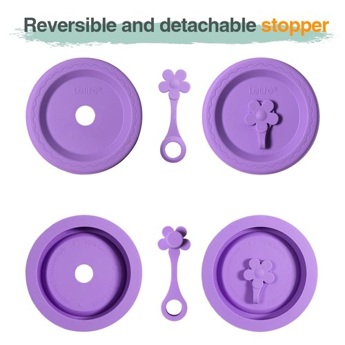 Lelife Silicone Mason Jar Lids, Regular and Wide Mouth Compatible, with Straw Hole and Stopper (bright color 4pcs)