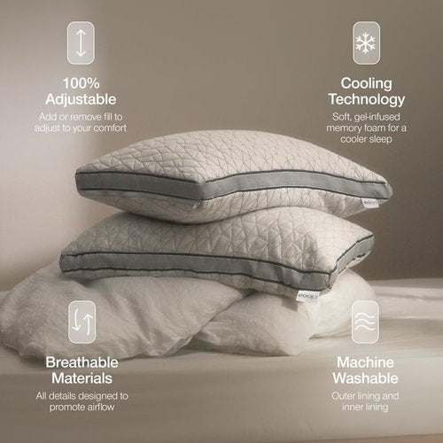 Coop Home Goods Eden Bed Pillow - Medium Soft Memory Foam Cooling Gel for All Sleep Positions | Queen Size