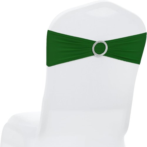 MDS Spandex Chair Sashes - Premium Stretch Covers with Buckle Slider for Weddings & Events | Green, Pack of 75